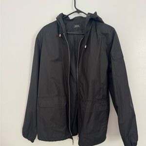 A.P.C. Black Hooded Windbreaker Jacket